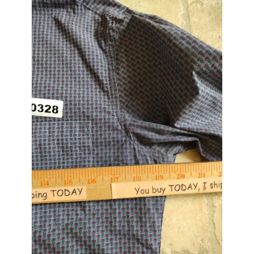 J. Crew Down Shirt Men S Blue Burgundy‎ Slim Long Sleeve 100% Cotton AOP Casual